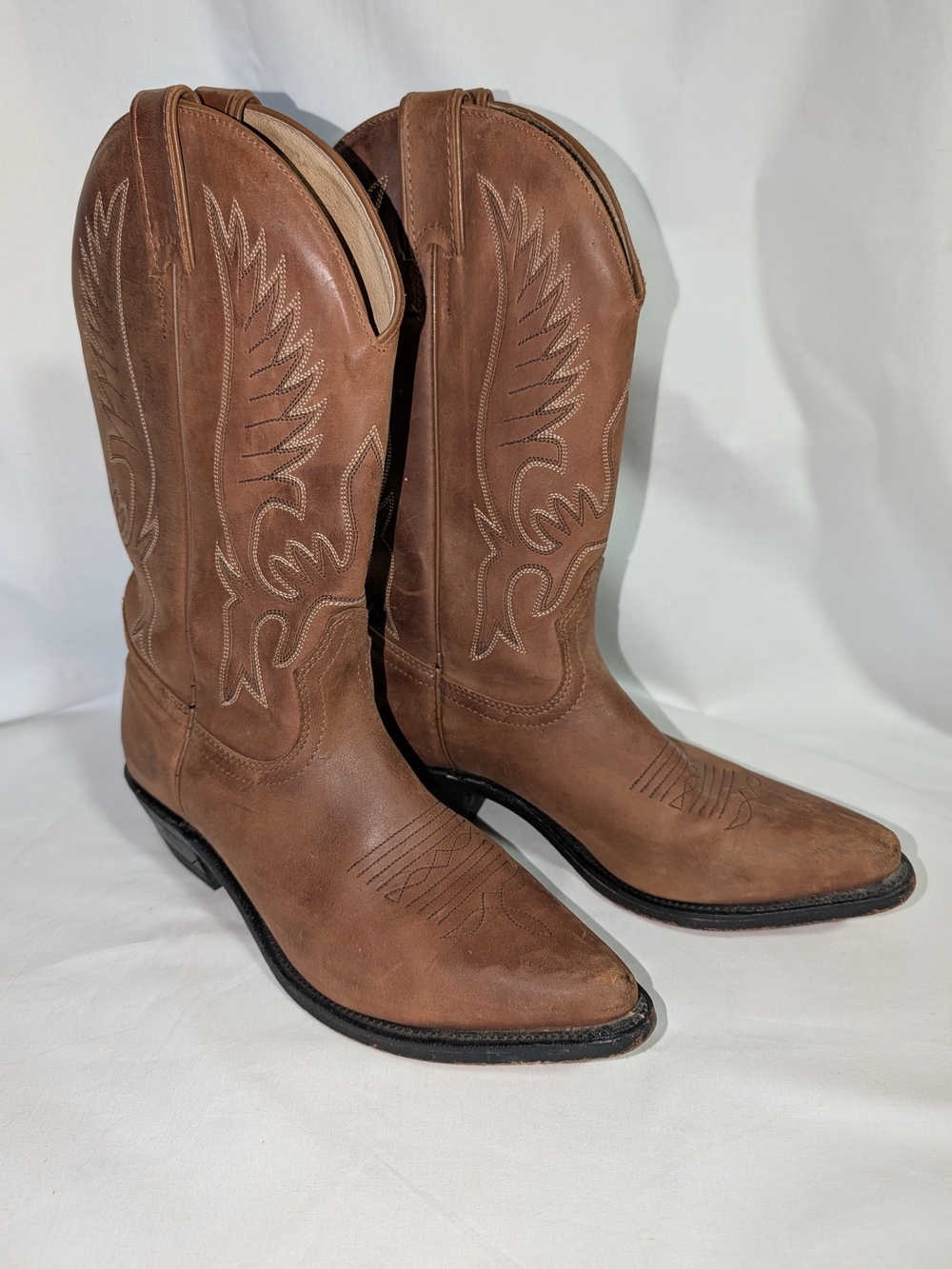 Leather Western Cowboy Boots - Classic Pull-On Western Style